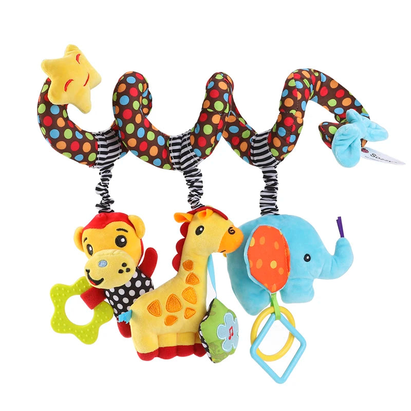 Newborns Spiral Hanging Activity Stroller Toy Baby Carseat Toy Black & White Lion Koala Rattle for Crib Mobile Sensory Toy Gift
