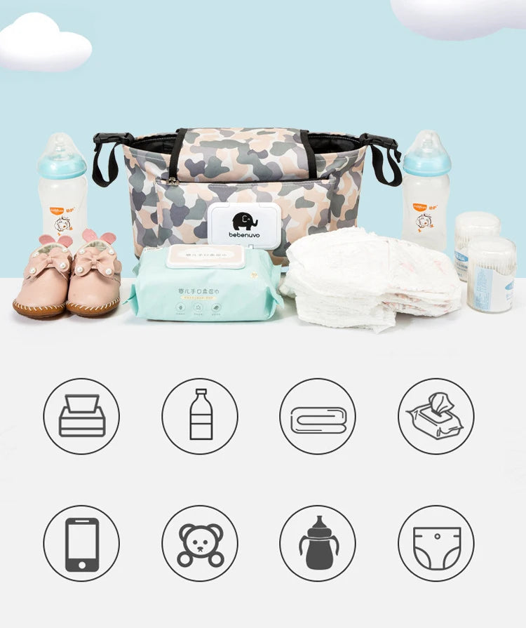 Baby Stroller Organizer Bag Waterproof Nappy Diaper Bag Travel Carriage Pram Cart Basket Hook Stroller Accessories Mummy Bag