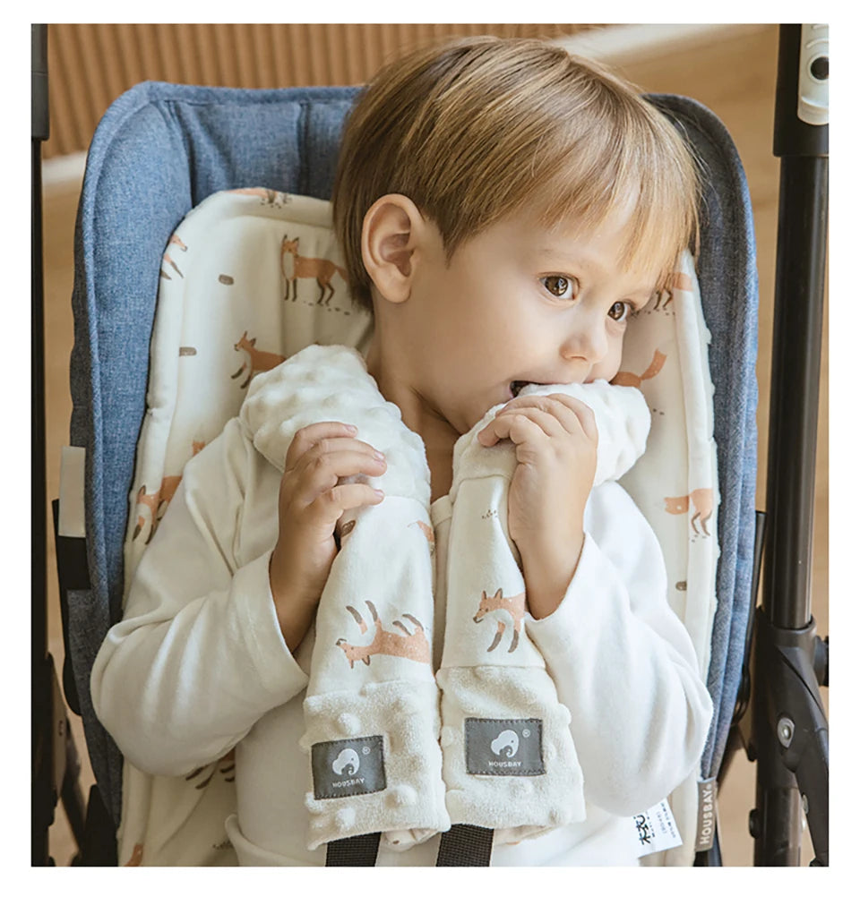 Stroller Cushion & Seat Belt Cover 2Pcs/Set Universal Baby Pram Seat Pad Soft Kids Pushchair Car Mat Stroller Accessories