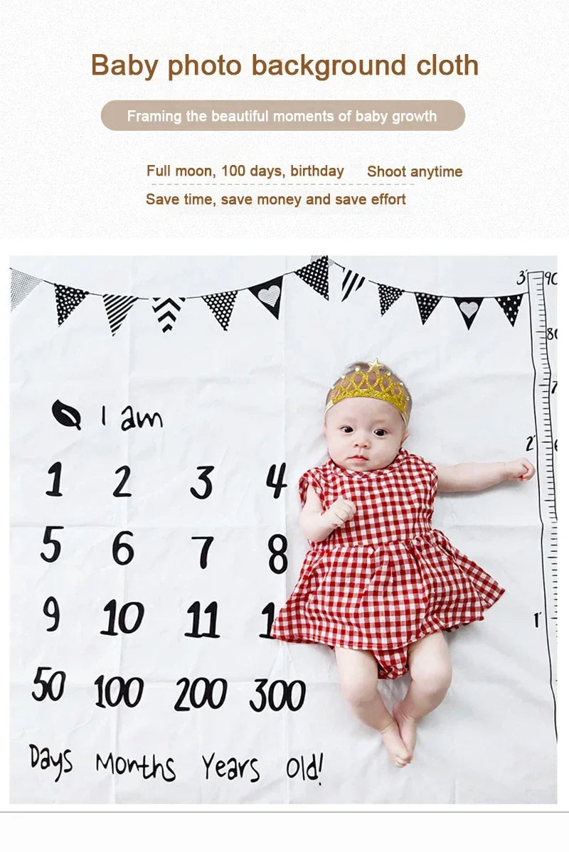 Background Blankets Play Mat Baby Milestone Photo Props Calendar Boy Girl Newborn Photography Props Cloth Photo Accessories