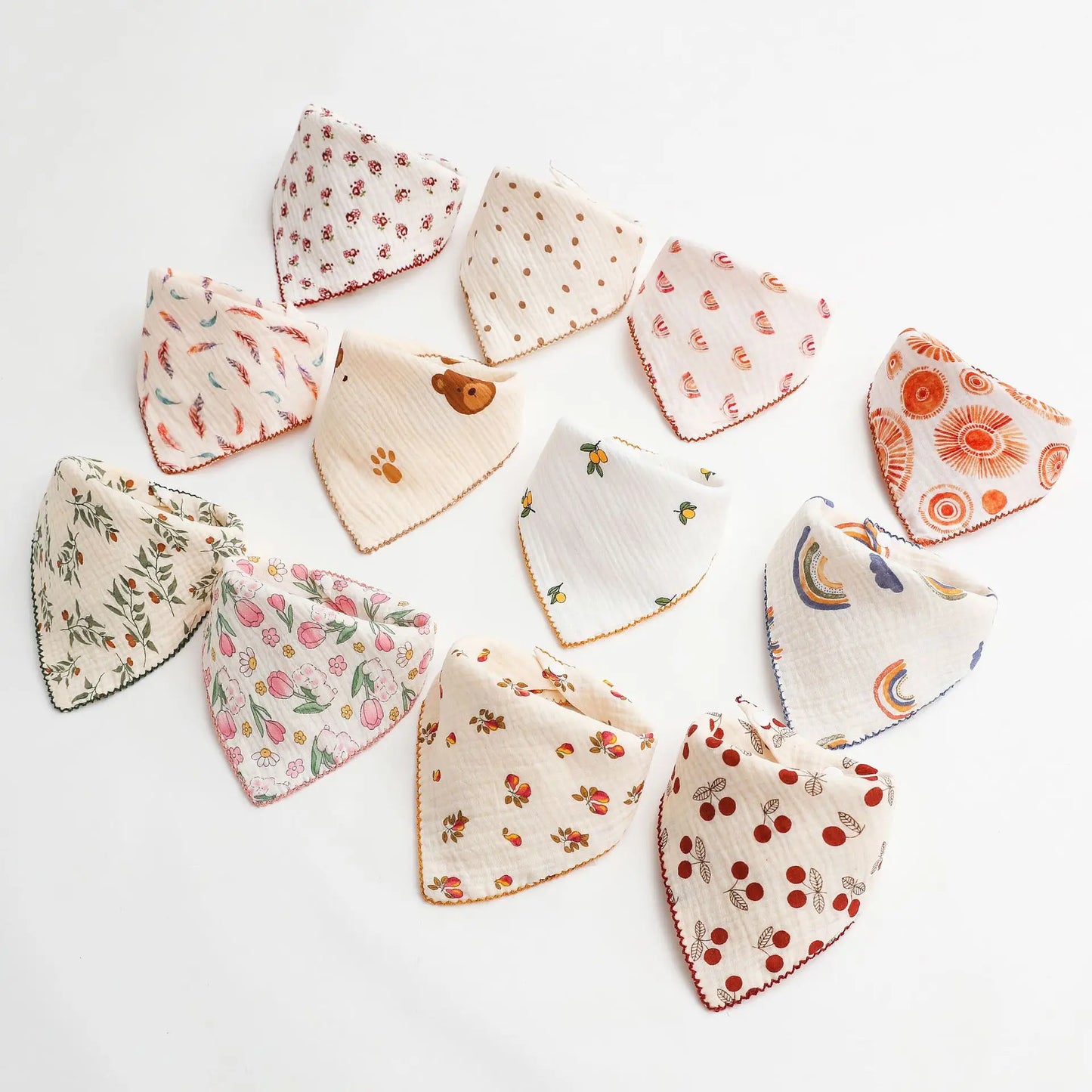 Baby Cotton Bibs Triangle Soft Lace Burp Cloth Saliva Towel Apron Bandana Scarf for Boys Girls Feeding Drool Bib Korean Style