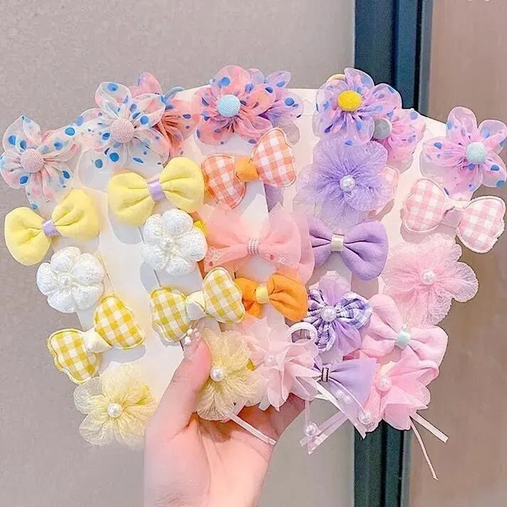 10 Pcs/1 Sets Kids Cute Bow Hair Accessories For Girls Flowers Modeling Hair Clips Hairpin