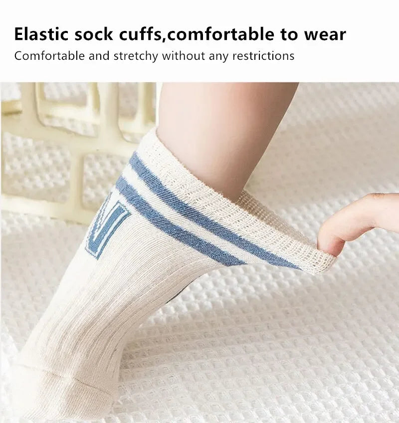 3Pairs/Lot Baby Letter Socks Knit Soft Cotton Sock Kids Long Knee High Socks Infant Toddler Baby Boys Girls Cute Stripe Socks
