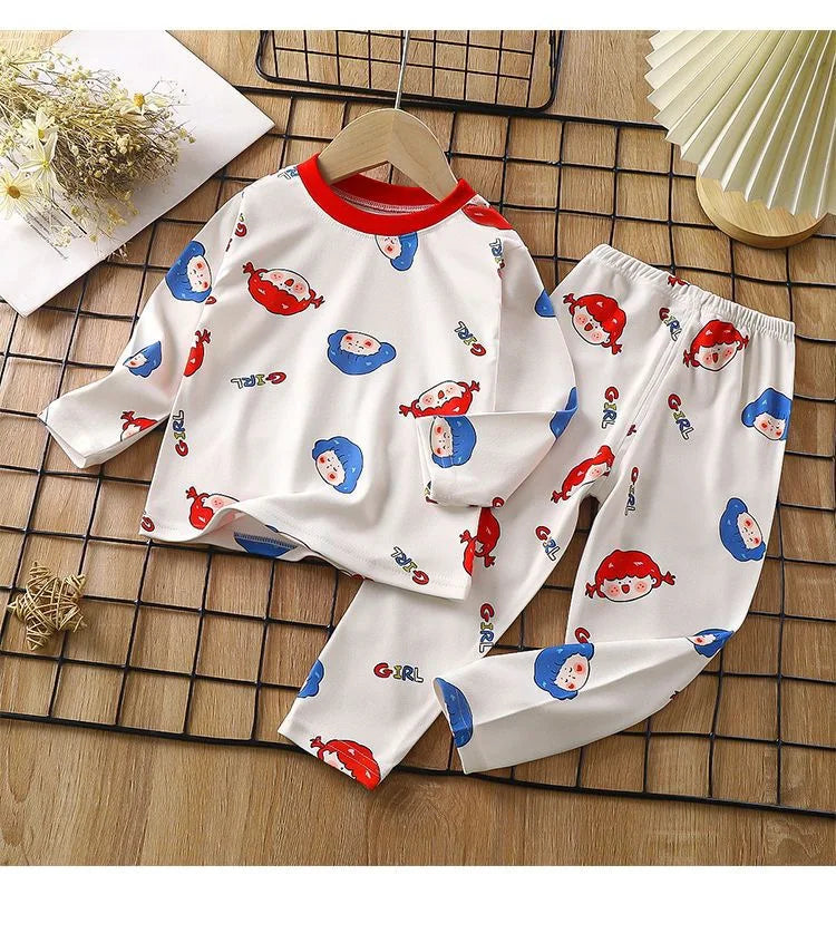 1pcs Children's Underwear Set Kids Soft Cotton Pajamas Boys Girls Baby Spring Autumn Cute Cartoon Long Sleeve Home Sleepwear