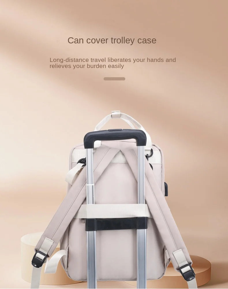 New Mommy Diaper Bags with Diaper Pad Nursing Bags Maternity USB Multifunctional Portable Large Baby Stroller Hanging Bag