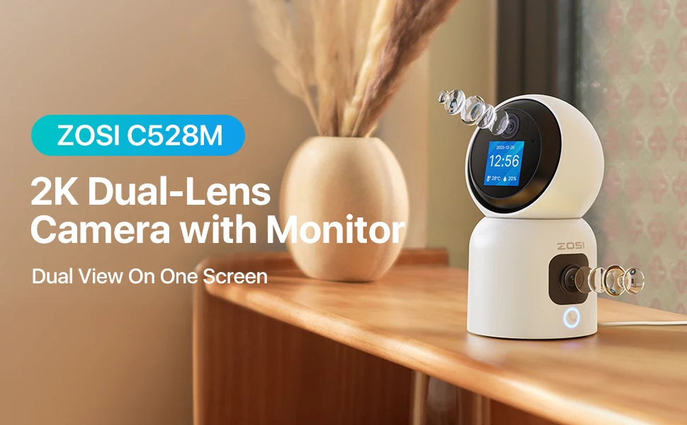 ZOSI 6MP 4MP Dual-Lens Indoor Security IP Camera Two-Way Video 2.4G/5G WiFi C528 360° Views Pan/Tilt Home Baby/Pet Dog Monitor
