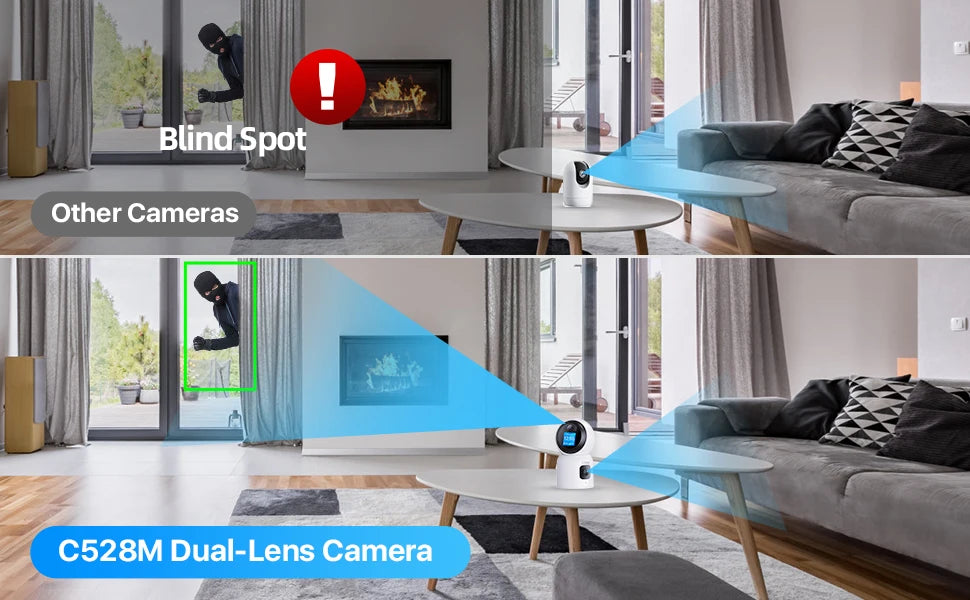 ZOSI 6MP 4MP Dual-Lens Indoor Security IP Camera Two-Way Video 2.4G/5G WiFi C528 360° Views Pan/Tilt Home Baby/Pet Dog Monitor
