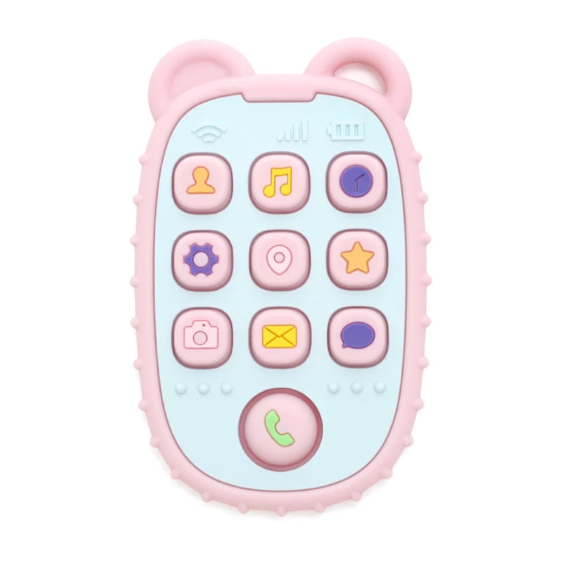 2024 New Baby Teether mobile phone Shape Silicone Teether Teething Toy Kids Sensory Educational Toy baby gift set