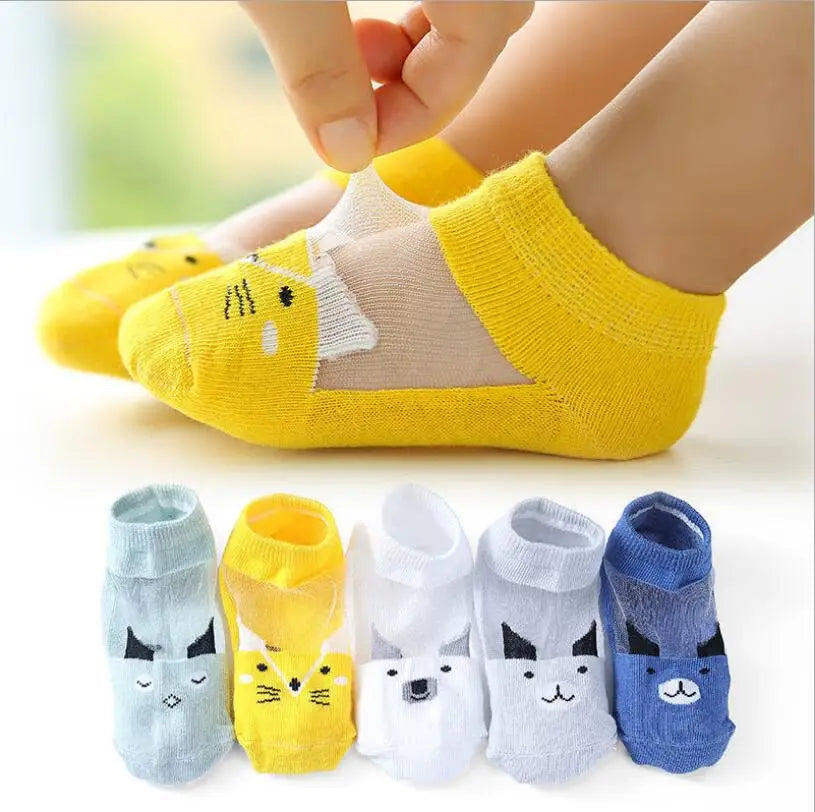 5 PAir Set Children Socks Summer Fishnet Boy Socks Spring Summer Thin Mesh Boat Socks Boys Girls Short Socks