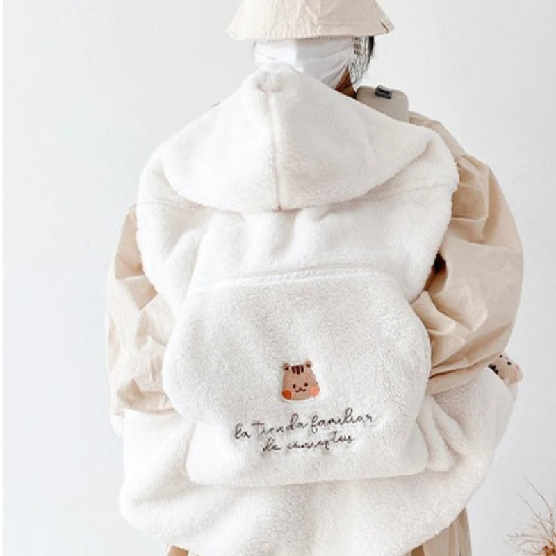 ins cartoon bear plush baby blanket baby stroller windproof blanket travel out portable warm baby swaddle blanket