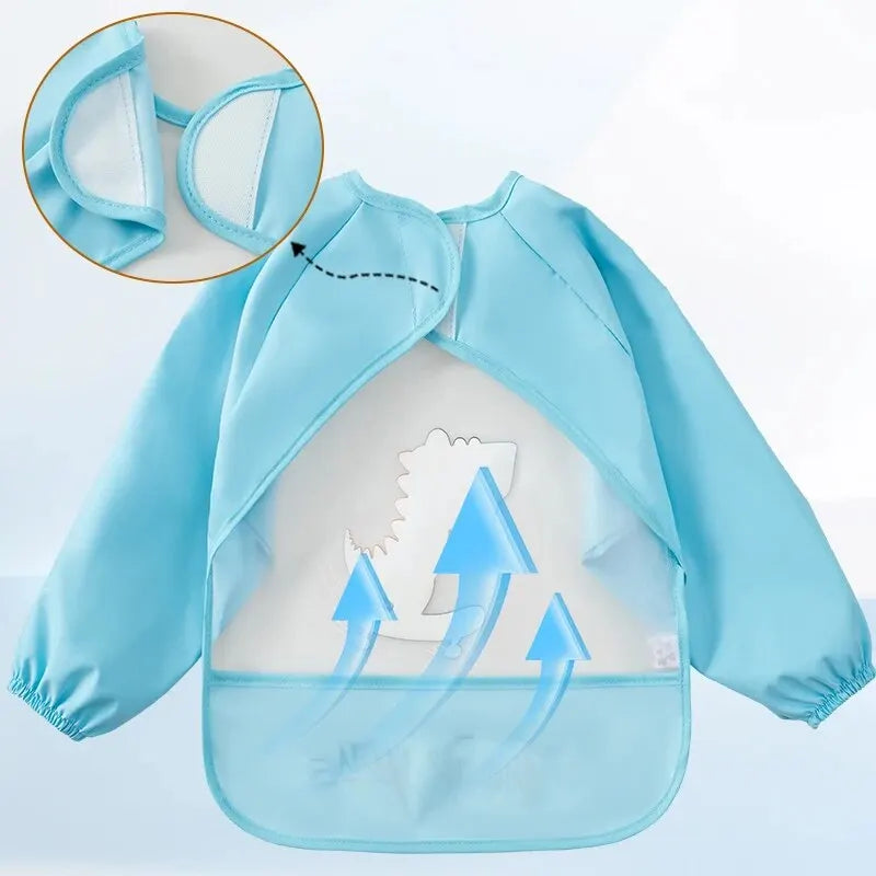 Baby Food Overalls Waterproof Children's Bibs Boys And Girls Drool Towel Four Seasons Long Sleeve No-Wash Apron
