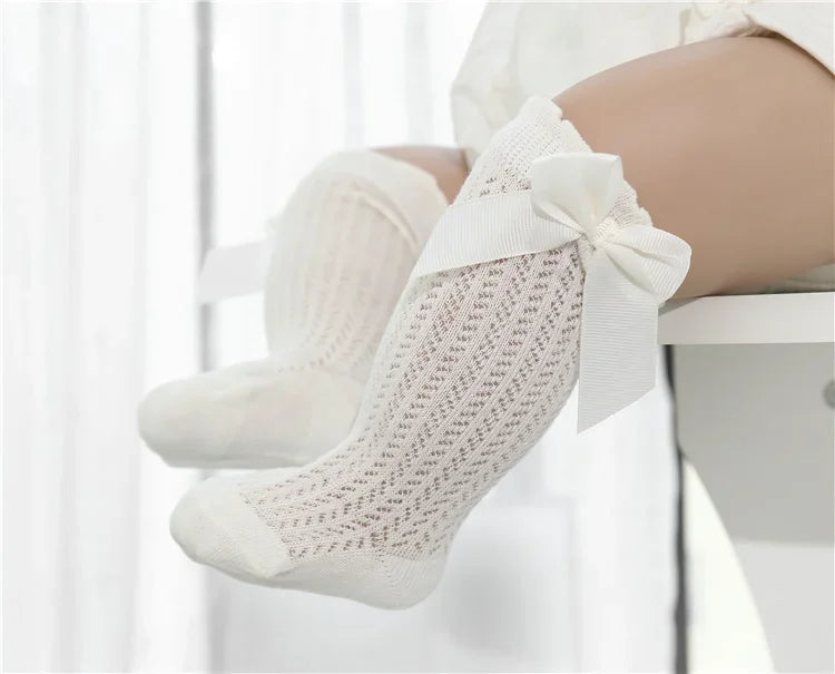 1/3Pairs Baby Girl Socks Toddler Big Bow Cotton Summer Mesh Infant Knee Socks Newborn Long Princess Socks For Girls 0-24Month