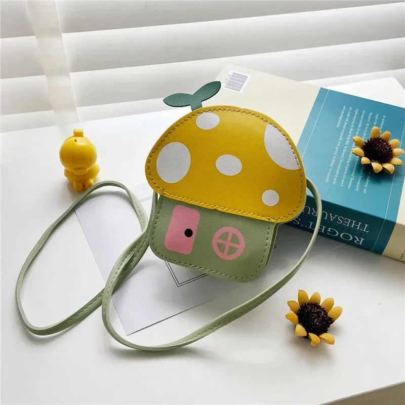New Kids Messenger Bag Cute Cartoon Mushroom House Styling Coin Purse for Baby Girls Fashion Princess Shoulder Bag Girls Gifts