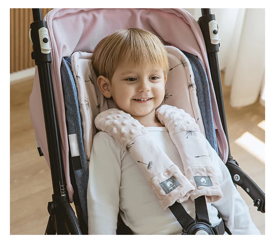 Stroller Cushion & Seat Belt Cover 2Pcs/Set Universal Baby Pram Seat Pad Soft Kids Pushchair Car Mat Stroller Accessories