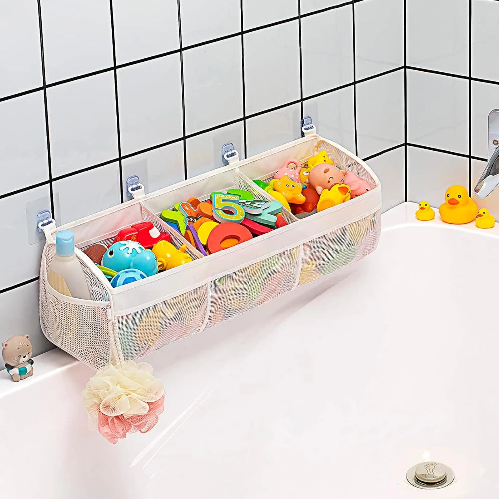 3 Compartment Horizontal Large Openings Bath Toy Organizer for Tub, Capacity Upgrade Bath Storage and Holder,Easy Sorting