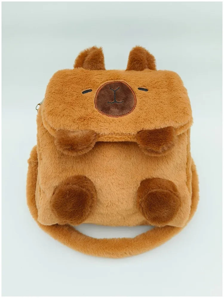 Student School Bag Artificial Fur Plush Capybara Bag Casual All-match Fur Bag Large Capacity Backpack School Backpack Mochila