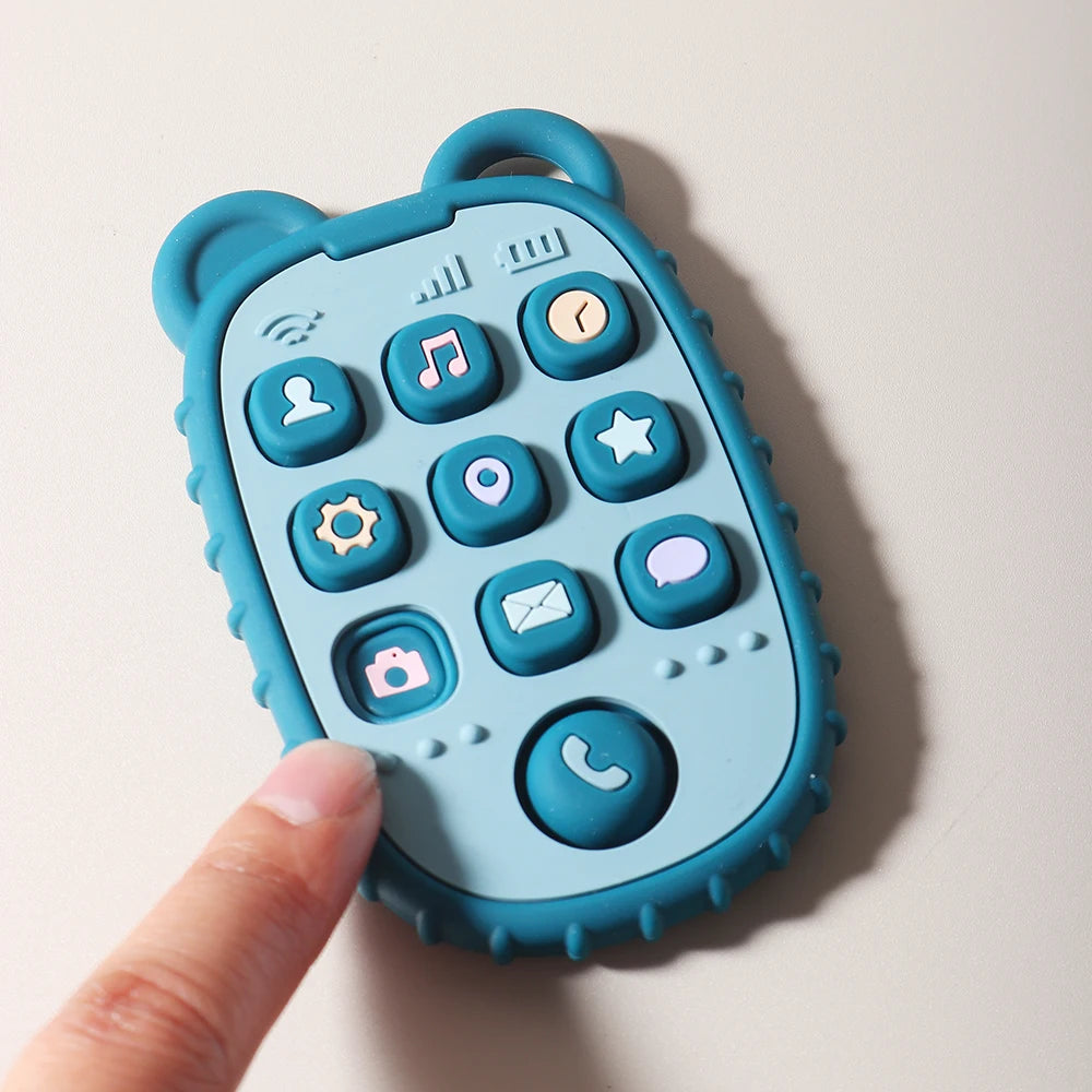2024 New Baby Teether mobile phone Shape Silicone Teether Teething Toy Kids Sensory Educational Toy baby gift set