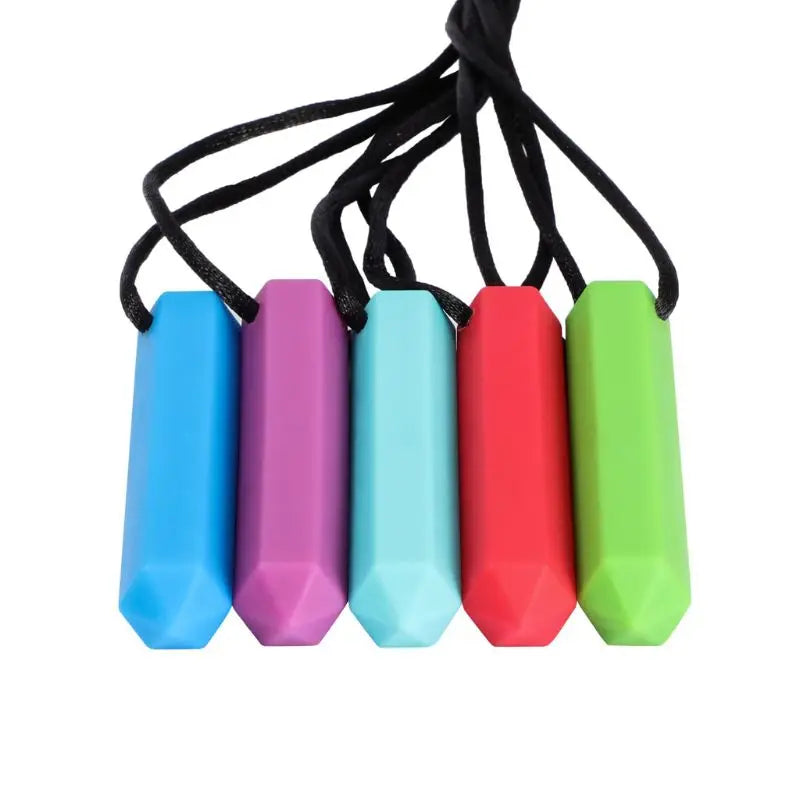 Baby Silicone Teether Kids Chew Necklace Sensory Chewy Pendant Teething Toys for Autism ADHD Special Needs