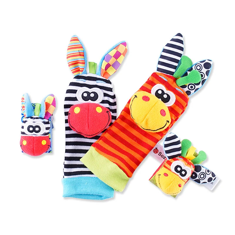 0-12 Months Baby Rattles Toys Animal Socks Wrist Strap +Rattle Baby Foot Socks Bug Wrist Strap Toddler Socks Pacifier Toys