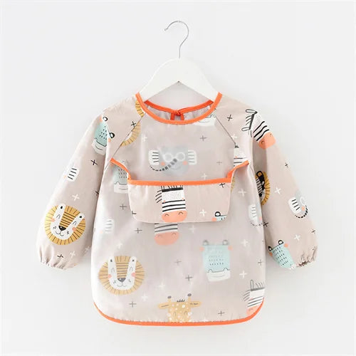 Newborn Baby Bibs Blouse Waterproof Long-sleeved Reverse Dressing Infant Eating Clothes Apron Bib Protective Clothing 0-2Years