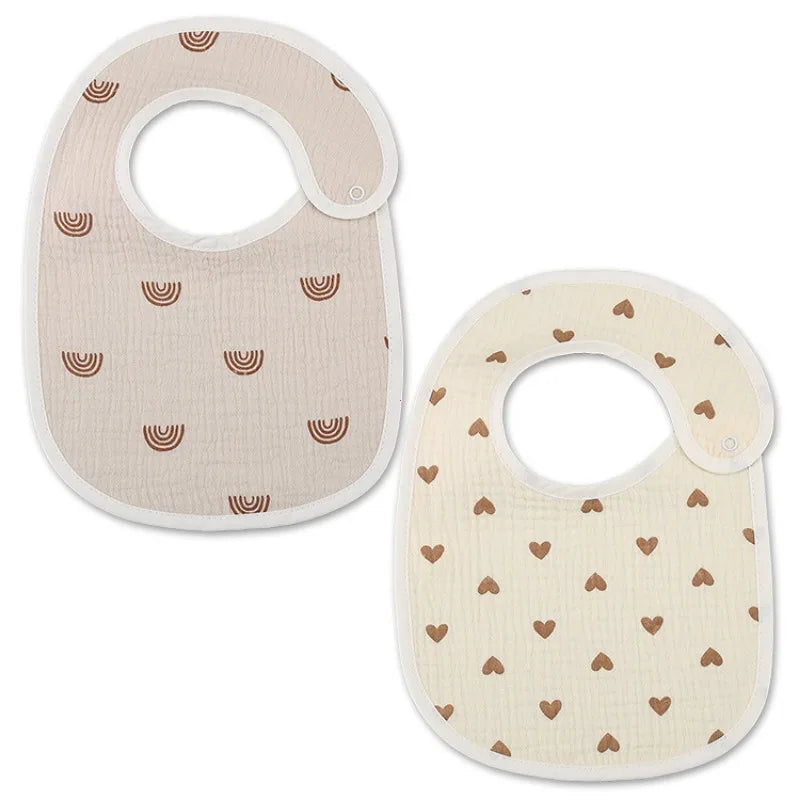 2pcs/set Waterproof Baby Bibs Cotton Infant Feeding Bib Newborn Burp Cloths Bandana for Kids Boys Girls Soft Saliva Towel