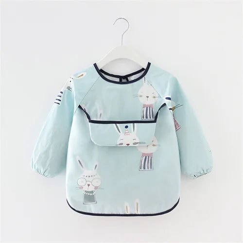 Newborn Baby Bibs Blouse Waterproof Long-sleeved Reverse Dressing Infant Eating Clothes Apron Bib Protective Clothing 0-2Years