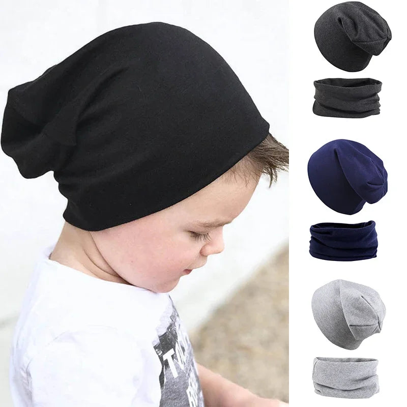 2pcs New Baby Hat Scarf Autumn Winter Soft Elastic Beanie Hats Cotton Newborn Bonnet Warm Accessories Set Boys Girls Hip Hop Cap
