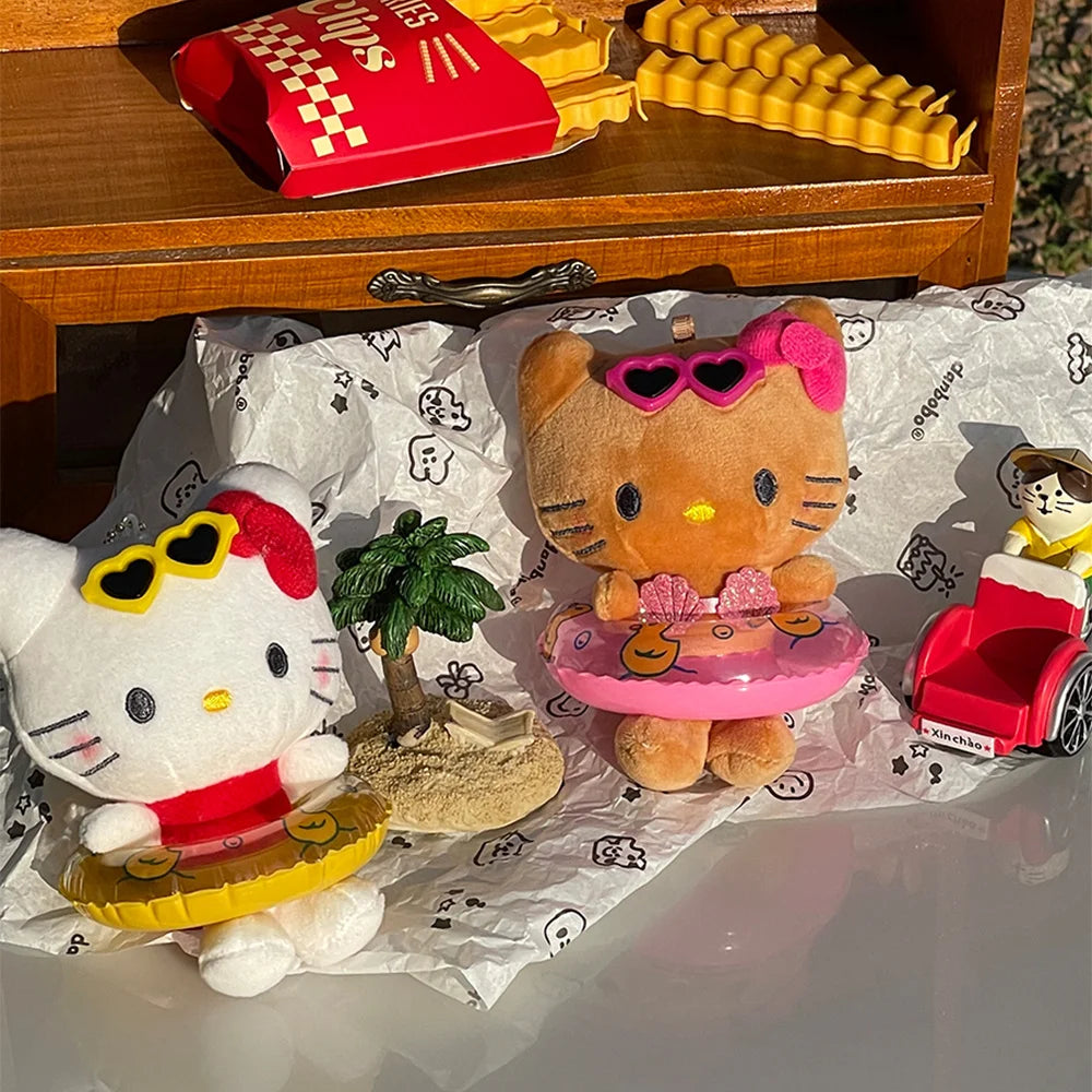 Sanrio Kawaii Cartoon Keychain Hello Kitty Plush Doll Pendant Key Ring Charms Backpack Car Decor Bag Accessories Girls Gifts
