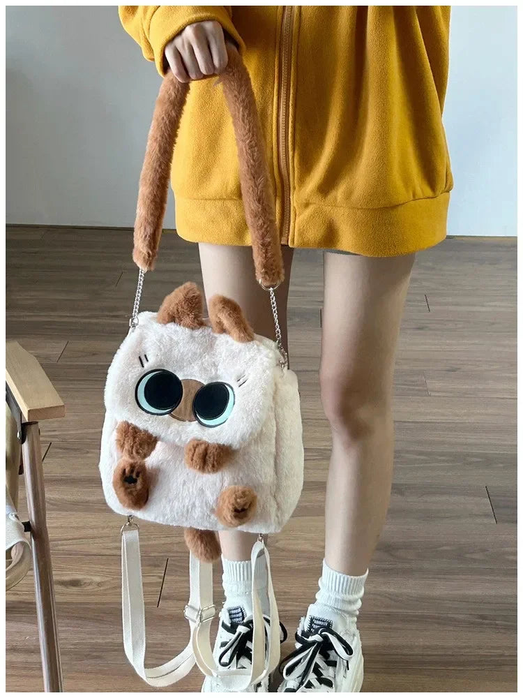 Student School Bag Artificial Fur Plush Capybara Bag Casual All-match Fur Bag Large Capacity Backpack School Backpack Mochila