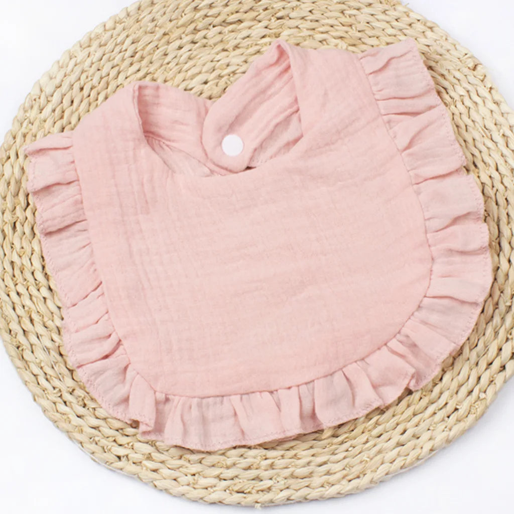 Gauze Bib for Boys Girls Pure Cotton Candy Colored Comfortable Saliva Bib Baby Solid Colored Lace Saliva Towel Baby Products
