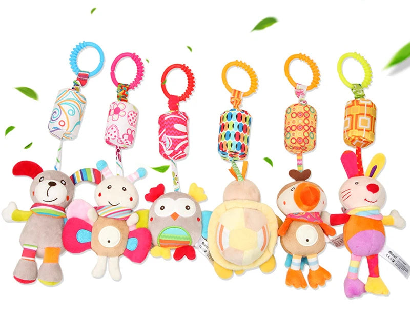 Baby Hanging Rattles Soft Sensory Learning Toy Plush Animals Stroller Infant Car Bed Crib Travel Activity for Babies Toddlers