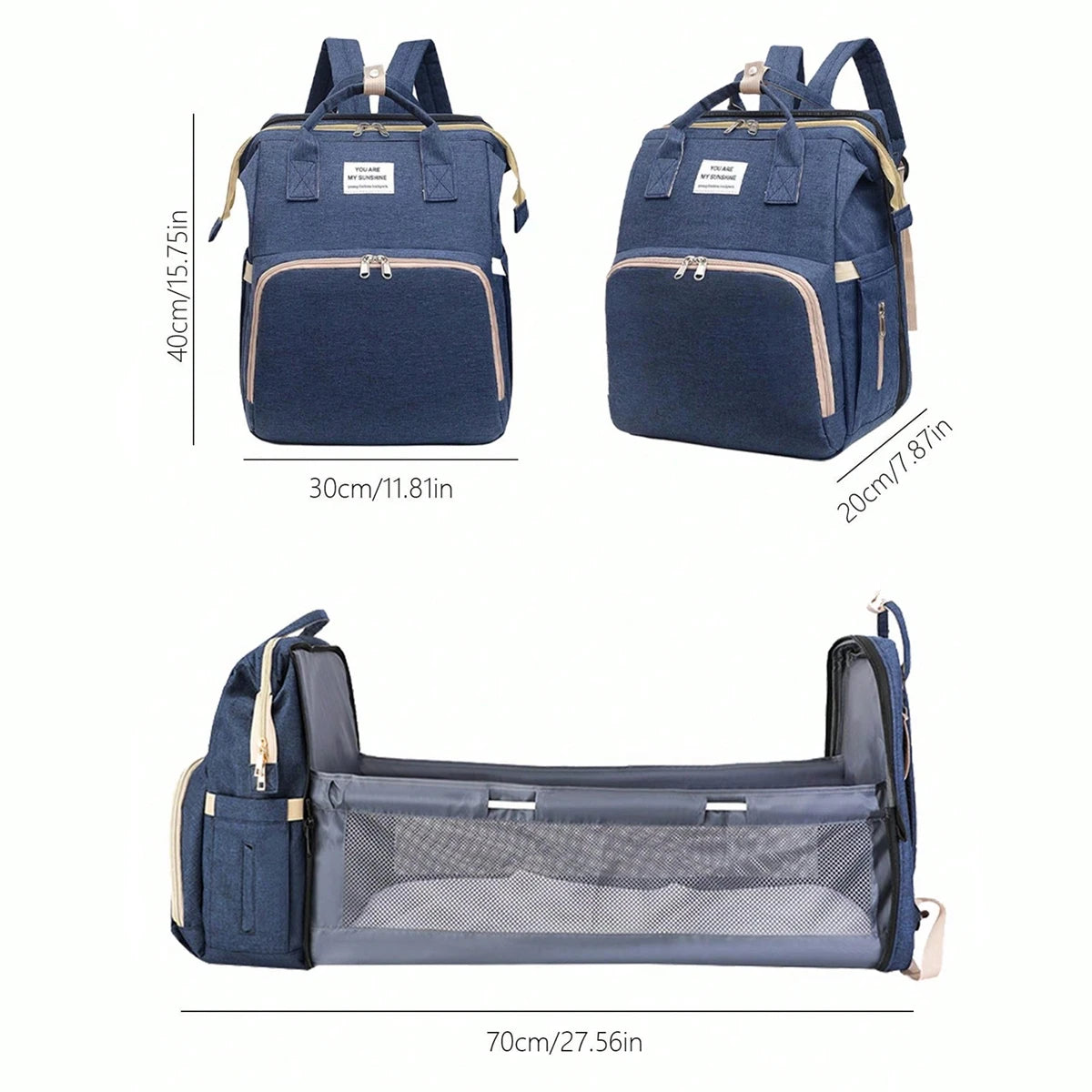 Folding mommy bag lightweight portable folding crib bed large-capacity baby backpack female mommy outting bag mummy bag