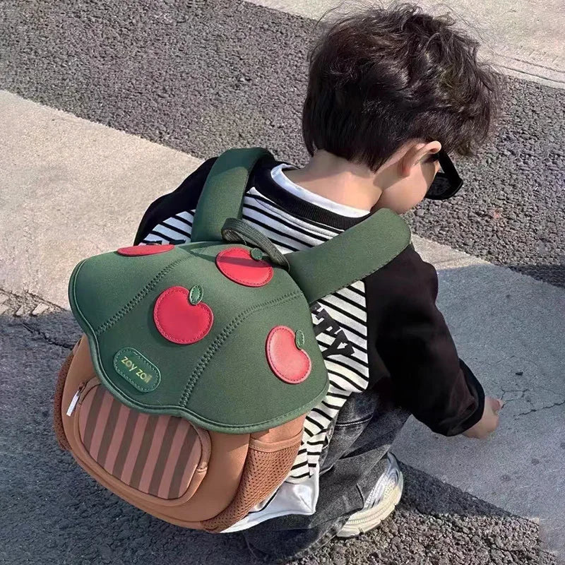 Kid Backpack Cute Mushroom Apple Kindergarten Cartoon Pink Mini Travel Bag Schoolbag Preschool Gift for Toddler Girl Boy 3-6