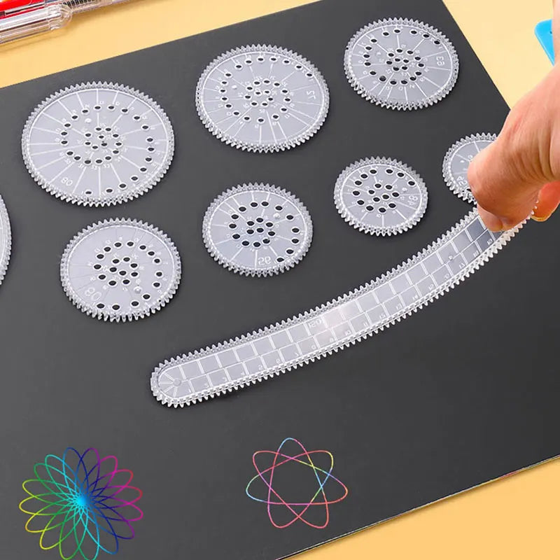 11/22pcs Spirograph Drawing Toys Set Interlocking Gears Wheels Geometric Ruler Drawing Accessories Creative Educational Kids Toy