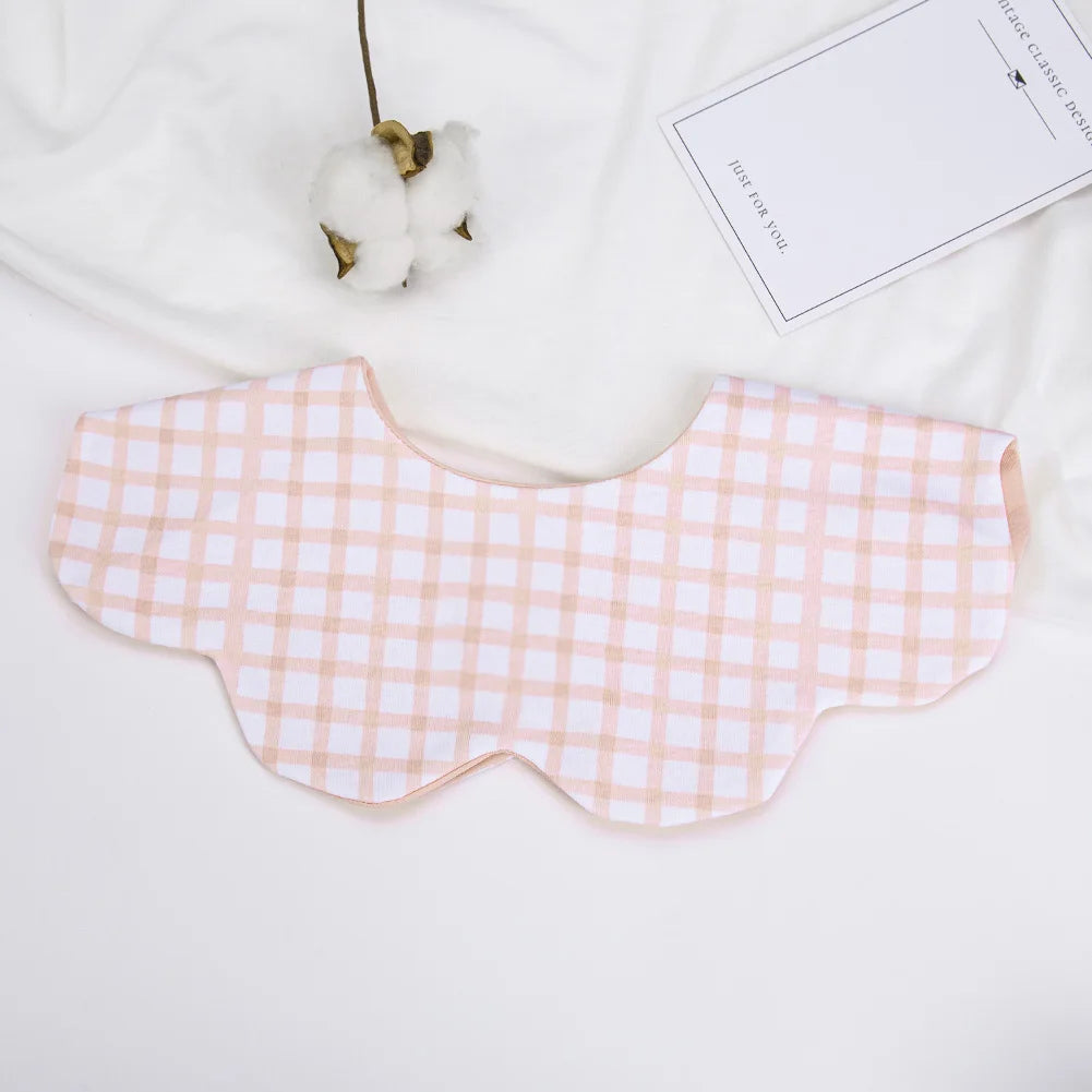 360° Cotton Baby Bibs for Kids Boys Girls Plaid Saliva Towel Cute Korea Rotativo Petal Neck Adjustable Button Feeding Burp Cloth