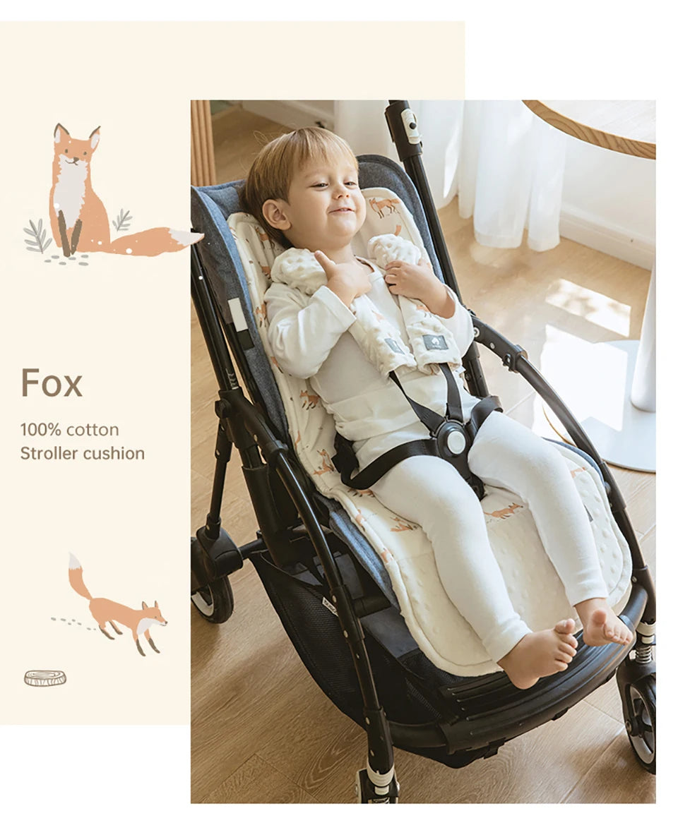 Stroller Cushion & Seat Belt Cover 2Pcs/Set Universal Baby Pram Seat Pad Soft Kids Pushchair Car Mat Stroller Accessories