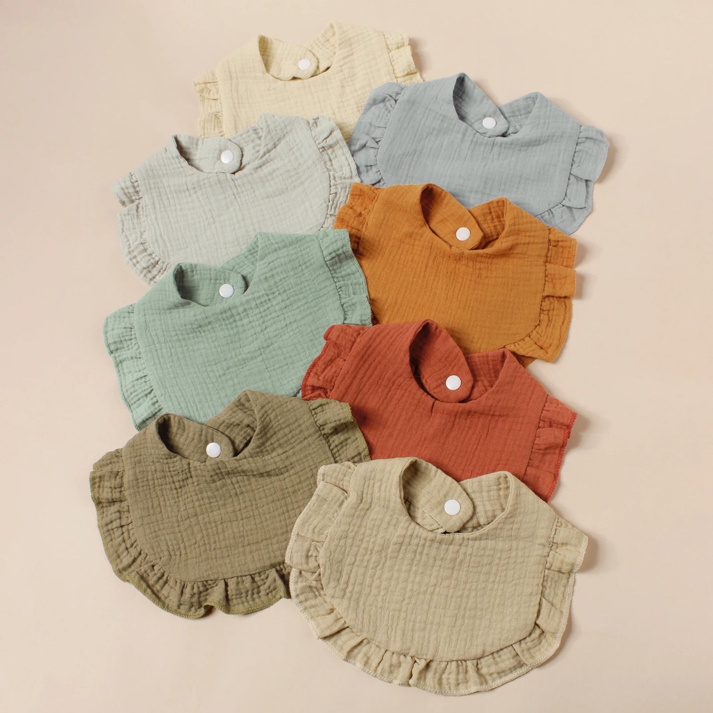 8pcs Newborn Cotton Ruffle Bibs Kids Feed Drool Bibs Toddler Cute Salive Towel Hot Sale Baby Burp Cloth