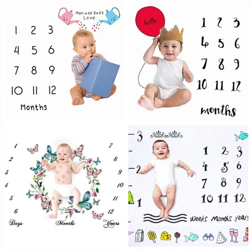Background Blankets Play Mat Baby Milestone Photo Props Calendar Boy Girl Newborn Photography Props Cloth Photo Accessories