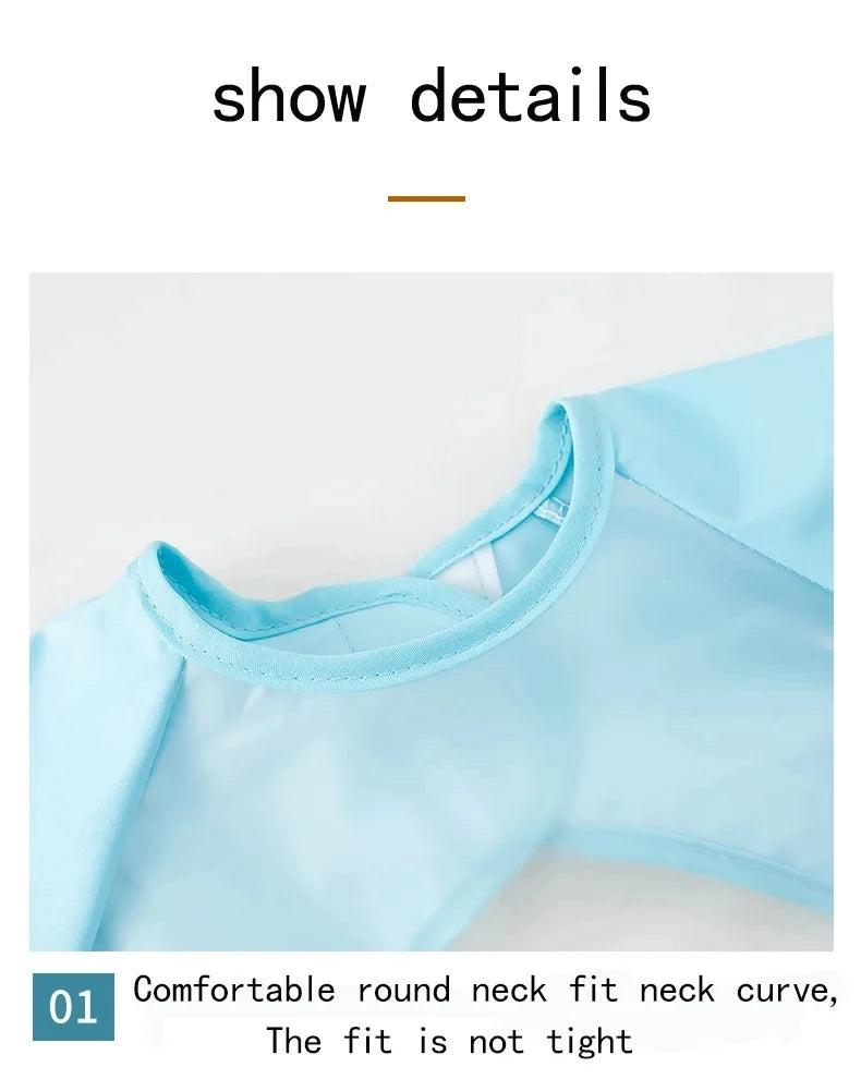 Baby Food Overalls Waterproof Children's Bibs Boys And Girls Drool Towel Four Seasons Long Sleeve No-Wash Apron