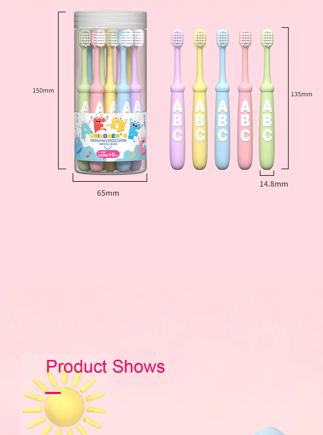 4/10 pcs Children's soft bristled toothbrush, cleaning and protecting gums, suitable for babies aged 6-12 years old