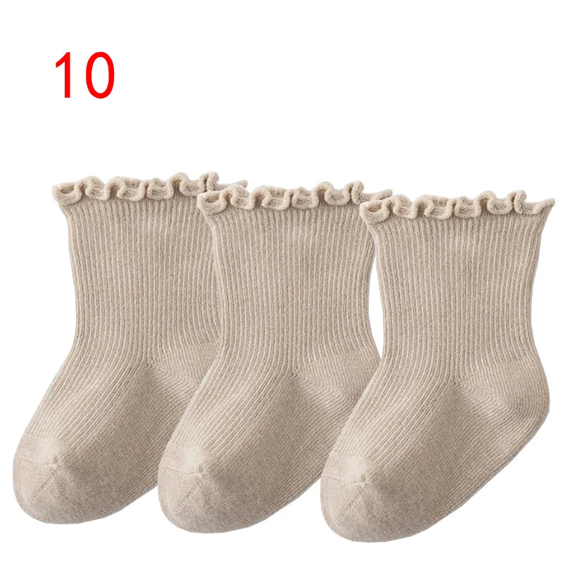 3Pair/lot New Boys and Girls Solid Color Baby Socks