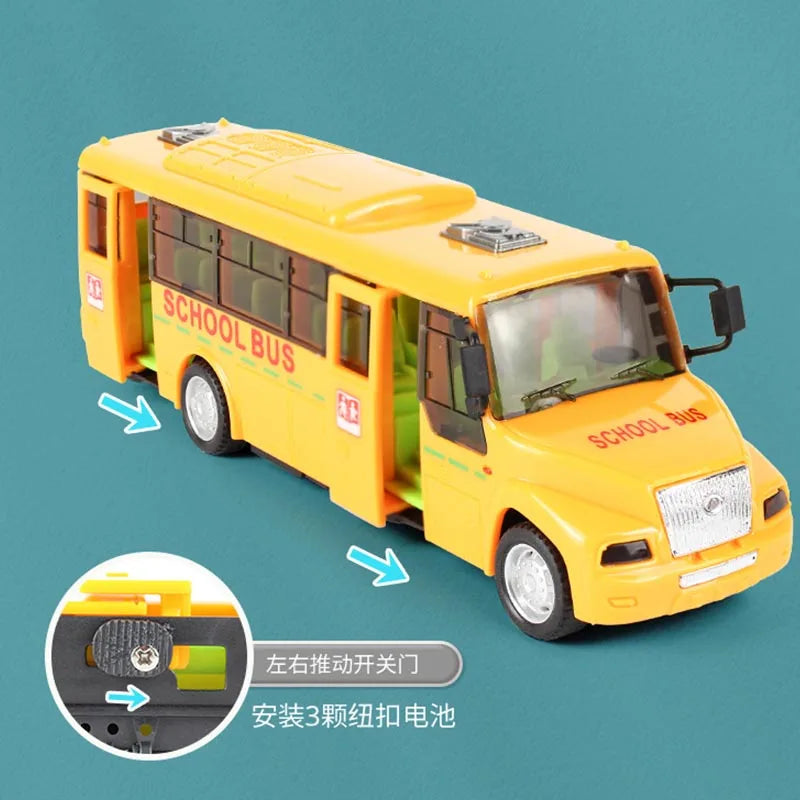 Kids Simulation Large School Bus Inertial Toys Lighting Car Model Interactive Educational Toys for Kids Birthday Christmas Gift