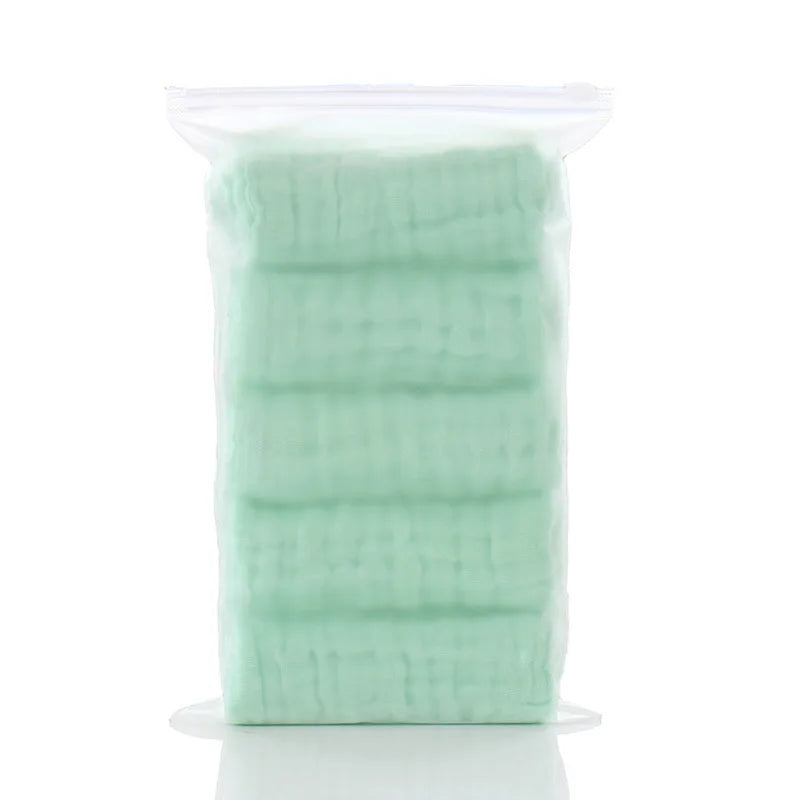 5pcst Baby Towels Muslin 6 layers Cotton SoftBaby Face Towel Handkerchief Bathing Feeding Face Washcloth Wipe Burp Cloth