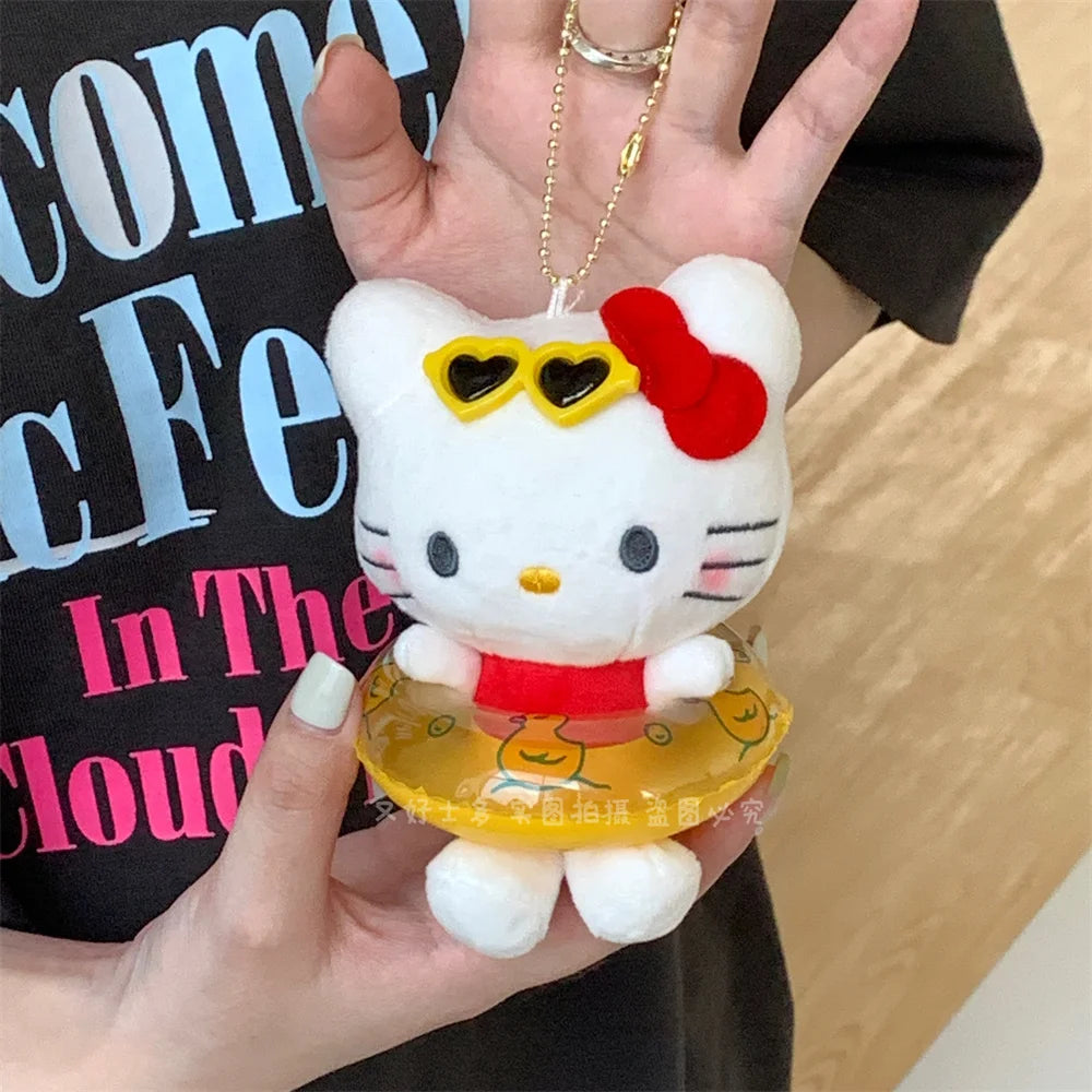 Sanrio Kawaii Cartoon Keychain Hello Kitty Plush Doll Pendant Key Ring Charms Backpack Car Decor Bag Accessories Girls Gifts