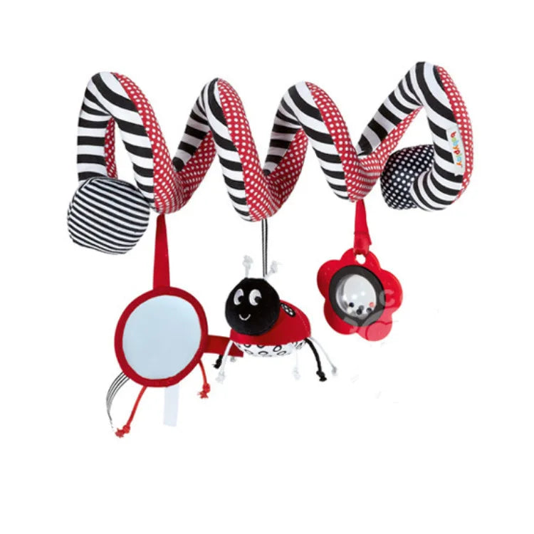 Newborns Spiral Hanging Activity Stroller Toy Baby Carseat Toy Black & White Lion Koala Rattle for Crib Mobile Sensory Toy Gift
