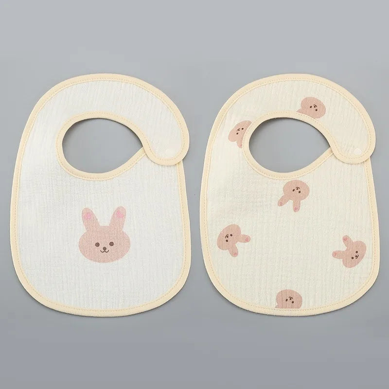 2pcs/set Waterproof Baby Bibs Cotton Infant Feeding Bib Newborn Burp Cloths Bandana for Kids Boys Girls Soft Saliva Towel