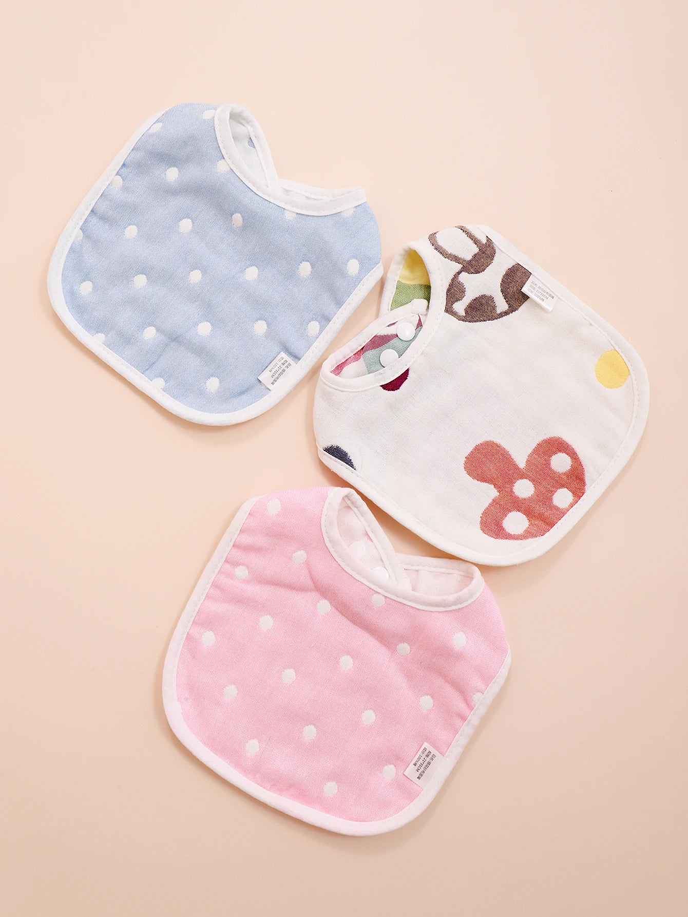 3pcs Baby Bibs U Shape Absorbent Soft Cotton Bib Soft Comfortable Toddler Feeding Eating Burpcloths Waterproof Saliva Towel