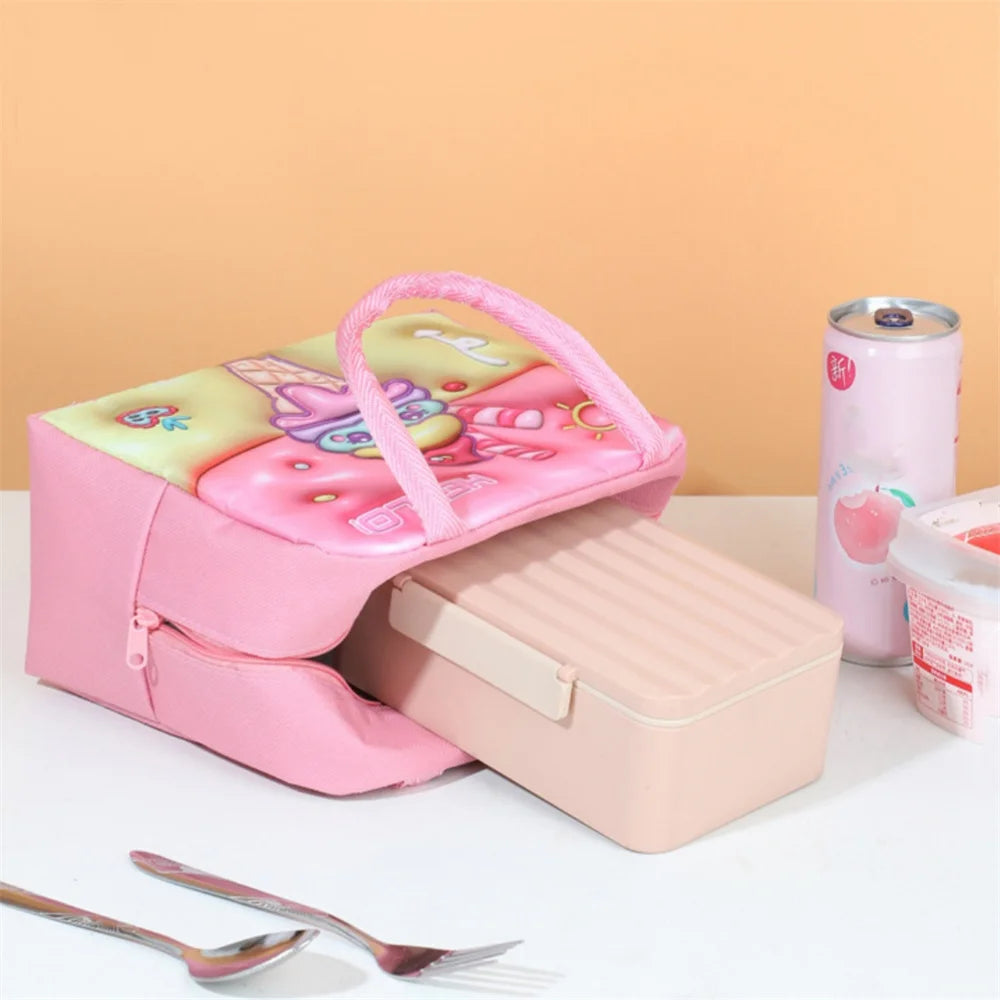 Kids Lunch Bag For School Portable Thermal Bag Children Cartoon Insulated Lunch Bag Cooler Bento Pouch Dinner Picnic Handbags