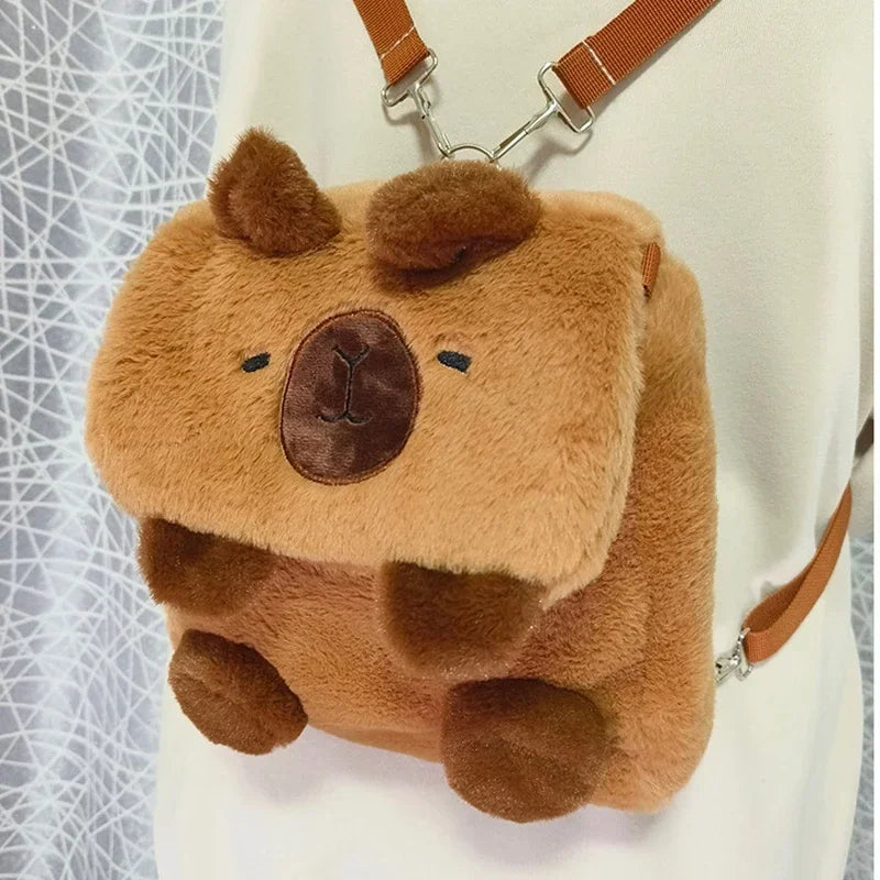 Student School Bag Artificial Fur Plush Capybara Bag Casual All-match Fur Bag Large Capacity Backpack School Backpack Mochila