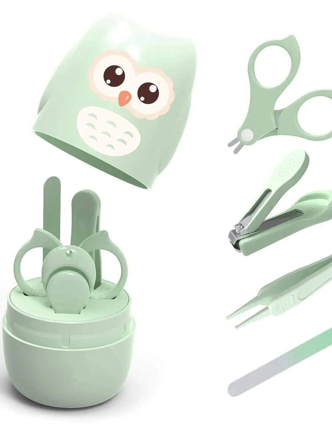Baby Nail Kit, 4-in-1 Baby Nail Care Set with Cute Case, Baby Nail Clippers, Scissors, Nail File & Tweezers, Baby Manicure Kit